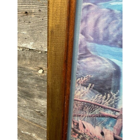 Vintage 70's Lenticular 3D Hologram Guardian Angel Children Framed Picture - Picture 8 of 15